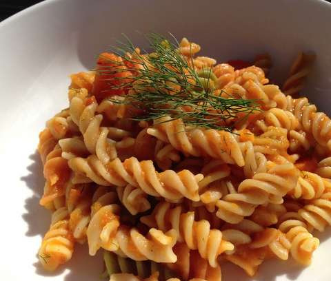 Rotini with Carrot-Dill Sauce Garden Dish Vegan Recipe Pasta