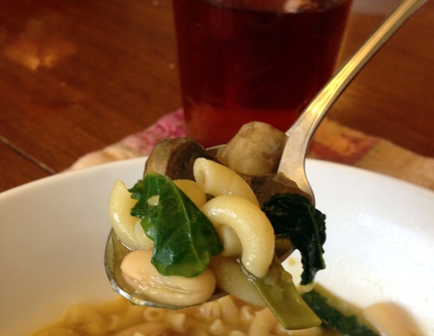 Green Bean and Macaroni Soup Garden Dish Vegan Recipe