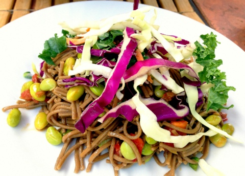 vegan udon noodle salad