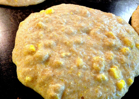 vegan corn pancakes griddle