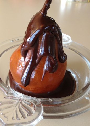 Poached Pears with Simple Chocolate Sauce